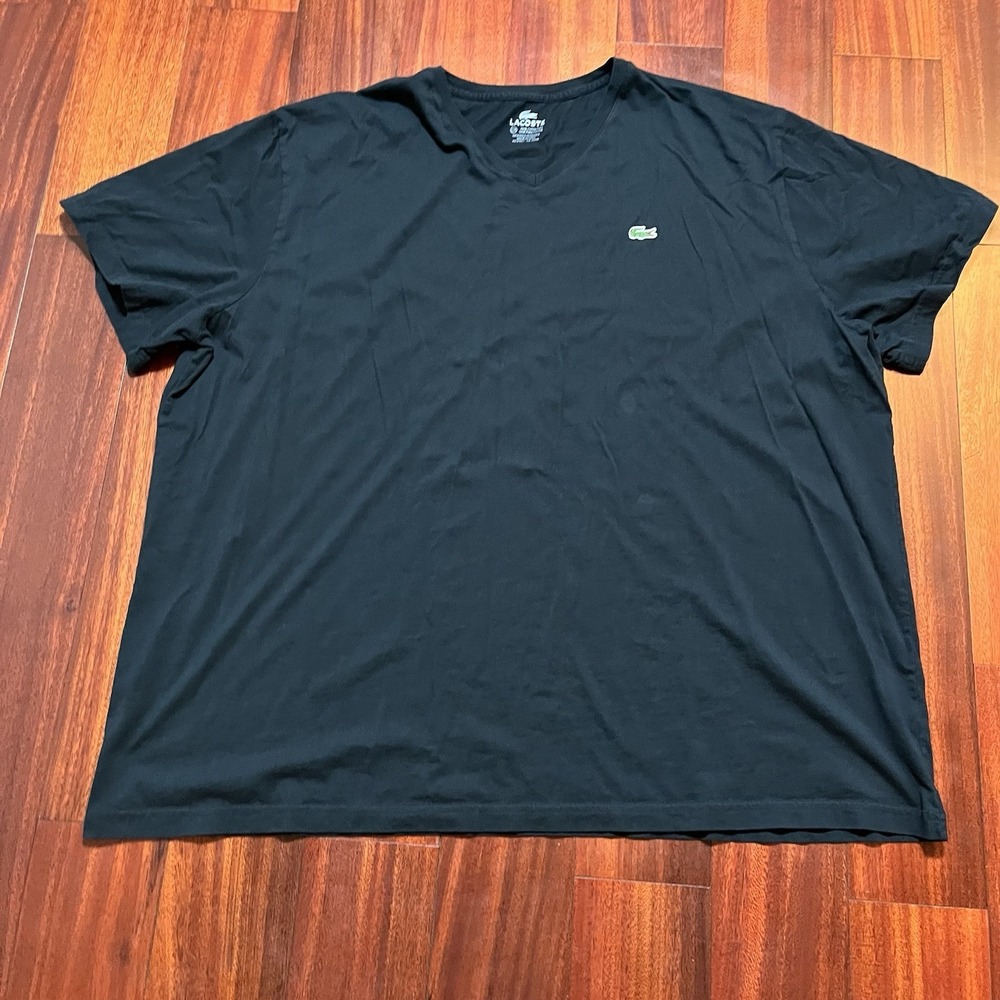 Lacoste V Neck Shirt Men 11 Regular 3xl Black 100% Pima Cotton Preppy‎ Logo Reg